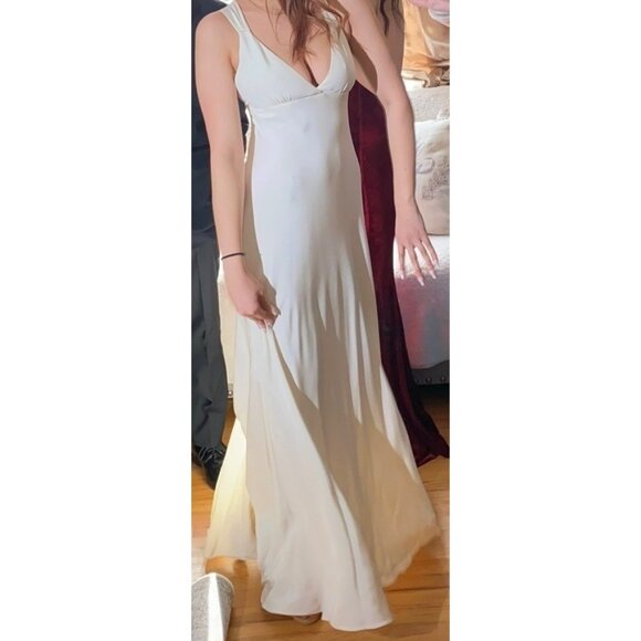 J Crew Womens Silk Ivory Babydoll Slip Dress Wedding Gown Bridal Prom Elegant - Picture 1 of 16